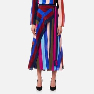 DVF Carson Stripe Maxi Skirt Sz 8 NWT